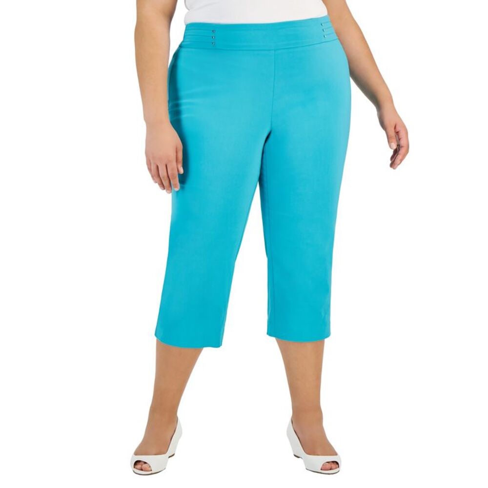JM Collection Plus Size Tummy Control Pull-On Capri Pants